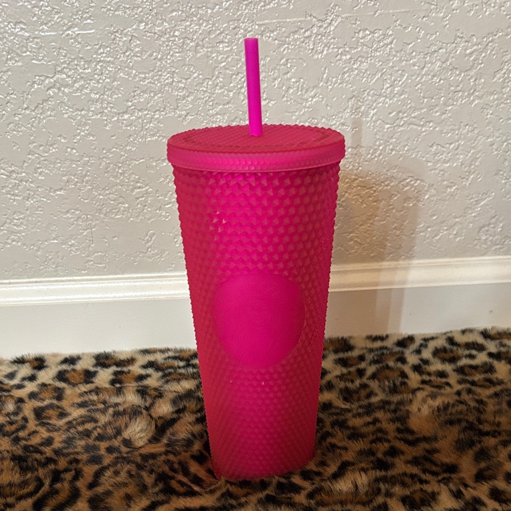 Starbucks 24oz Hot Pink Textured Tumbler with Straw